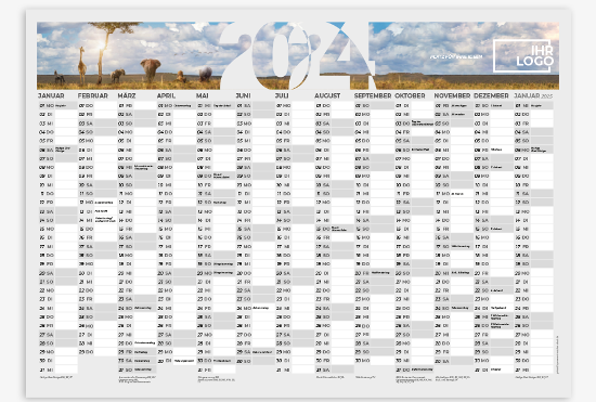 Jahreswandkalender 100 x 70 cm